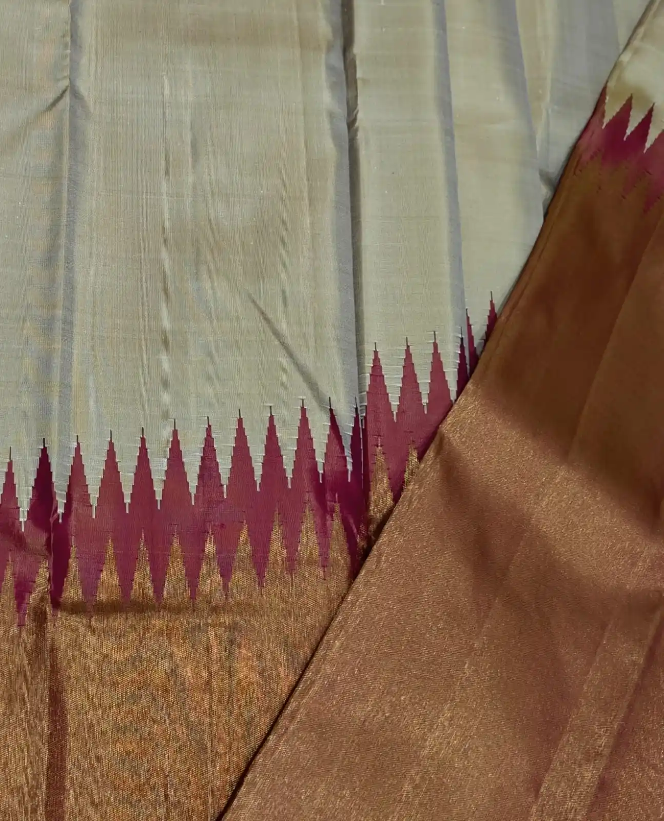 Black Handloom Kanchipuram Silk Saree with Traditional Temple Border